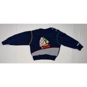 Baby JOGGLES Sweatshirt 18 Months Navy Blue with Sailboat